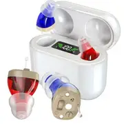 Hearing Aids,Digital Rechargeable OTC Hearing Aids for Seniors with Charging Case,Invisible Hearing Amplifier with Noise Reduction (White)