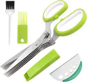 Kyoryuger Herb Scissors 5 Blade Kitchen Salad Set with Stripper and Safety Cover