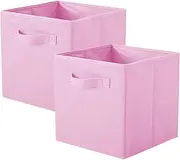 [PowerKing] Storage Bins, Foldable Fabric Storage Cubes And Cloth Storage Organizer Drawer For Closet And Toys Storage,2 Pack，Pink