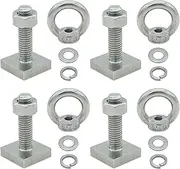 QDAOYU 4 Count T-Bolts for Roof Rack, M8 Female Thread Lifting Eye Nut with T-Slot Bolt | 304 Stainless Steel Heavy Duty T-Slots T-Track Bolts Nuts Washer Barrels Kit Kayak Ski Bike Rail Carrier