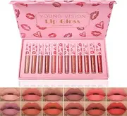 Luxury Lifestyle RoseFlower 12 Colors Matte Nude Liquid Lipstick Set - Long-Lasting, Waterproof, Non-Stick, and Smudge-Proof Lip Colors for All-Day Wear