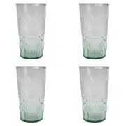 4x LVD Alfresco Tall 15cm Glass Tumbler Drink Glassware Cup Clear/Green