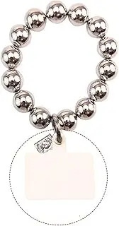 Aulzaju Phone Wrist Strap Cellphone Lanyard Acrylic Bead Bracelet Phone Chain with Phone Tether Tabs,Strap Holder Keychain for Women Anti-lost Phone Charm Silver