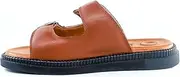 [Lusco] Men's Leather, Adjustable Buckle Strap, Flat Sandals, Tan, 11 UK