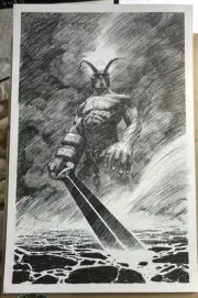 Hellboy Original 11x17 Comic Sketch Art By Richard Pace Mike Mignola
