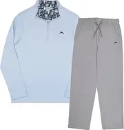 [Tommy Bahama] Boys Pullover Quarter-Zip Long-Sleeved Sweater & Pants Set, Casual 2-Piece Summer Outfit for Kids