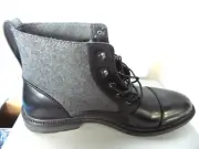 KENNETH COLE Unlisted Mens LEATHER Roll ANKLE Boot Black /Grey, Size 13M NIB