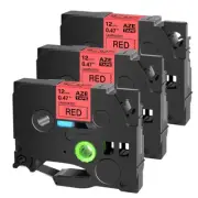 3PK Compatible with Brother P-Touch TZ-431 Black on Red 0.47" Label Tape 12mm