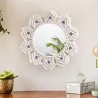 Macrame Hanging Wall Mirror Round Handmade Ornament for Hallway Home Dressing