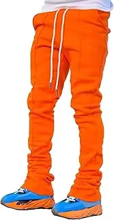 [Aosufei] Men's Stylish Drawstring Wide Leg Pants Slim Fit Outdoor Hip Hop Trousers Solid Elastic Waist Workout Pants