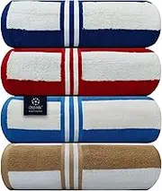 Organix Cabana Striped Beach Towel 36"x72", Large Highly Absorbent Pool Towels, 100% Ringspun Cotton Beach,Bathroom and Pool Towels 4 Pack, Adult Luxury Beach Towels, Quick Dry Lightweight-Multicolor