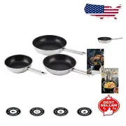 Dishwasher Safe Stainless Steel Frying Pans Set – 20, 24, 28 cm - Ergonomic