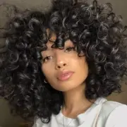 Afro Loose Curly Brazilian Hair Human Hair Wigs with Bangs Short Black Bob Wigs