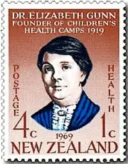 1969 New Zealand Stamp Dr Elizabeth Gunn Founder of Children's Health Camps 1919