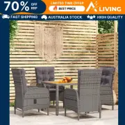 5 Piece Garden Dining Set Poly Rattan Grey Outdoor Furniture Patio Table C 58501