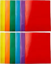 Amazon Basics Heavy Duty Plastic Folders with 2 Pockets for Letter Size Paper, Pack of 12