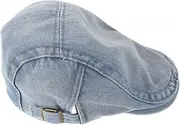 [COLLBATH] Classic Denim French Beret Hat Women's Ponytail Cap Artistic Beret Comfortable for Daily Wear