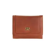 Pierre Cardin Ladies Leather Snap Button Tri-Fold Wallet - Cognac