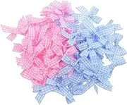 Ipetboom DIY Craft Bows 100pcs Mini Polyester Bows Plaid Striped Patterns Bowknot Decorations for Sewing Wrapping