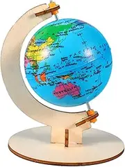 Dual Purpose Wooden Earth Model Kit Educational Science Craft Globe for Boys and Girls Handmade Learning Toy for Home Office
