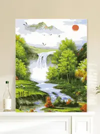 在飛比找松果購物優惠-油畫數字DIY風景山水簡約現代裝飾畫手繪丙烯畫 (4.4折)