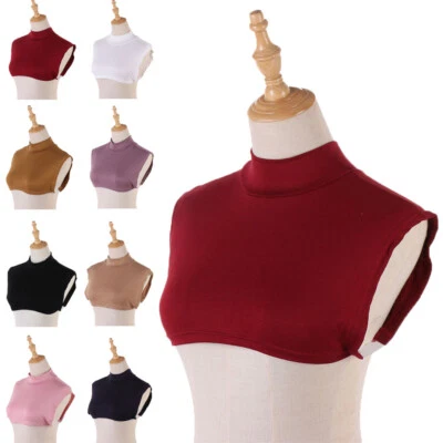 Women Muslim Tie False Collar Islamic Hijab Turtleneck High Neck Cover Tops Arab