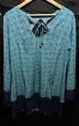 Aum-Couture Foulard Print Silk Top Blouse Long Sleeve Open Back NWT Large