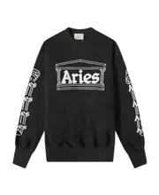 Aries Logo Printed Crewneck Sweatshirt Black