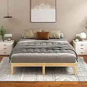 ALFORDSON Bed Frame King Size Wooden Bed Base with Solid Wood Pine Timber Slats, Mattress Base Platform Support, Oak Bed Foundation with Storage Space, Pramod Series Home Bedroom Furniture