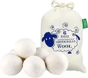 Wool Dryer Balls, 6 Pcs Natural Fabric Softener, Reusable Anti-Static Laundry Aid - Reduce Wrinkles, Shorten Drying Time