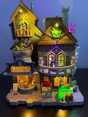 Lemax Spooky Town "Agatha's Apothecary" NIB- Lights, Sound, Animation- see video