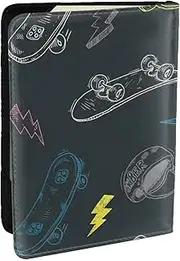 [JEJEA] Graffiti Skateboard Print Travel Organizer Credit Cards Case Passport BookPassport Holder Cover Wallet forTraveling,, Black, One Size