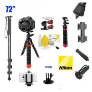 72" Monopod + REMOTE +12" CARBON FIBER TRIPOD FOR NIKON D3000 D3100 D5000