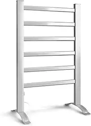 Electric Heated Towel Rail Rack 6 Bars Freestanding Clothes Drying Warmer