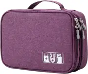 Travel Cable Organizer Bag, Electronic Accessories Case Portable Double Layer Cable Storage Bag for Cord,Phone,Charger, Flash Drive, Phone, SD Card,Persona