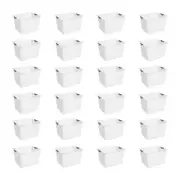 Sterilite Deep Ultra Plastic Storage Bin Baskets with Handles, White, 24 Pack