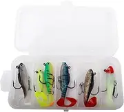 Balifly Fishing Lures Soft Plastic Curly Tail Swim Baits with Jig Heads Treble Hooks Tackle Box for Bass Crappie Trout Saltwater and Freshwater Fishing Tackle 6pcs 2.36in/0.14oz FS/RE-12