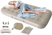 Camping Mattress Pad, Foldable Inflatable Camp Mat with Built in Electric Pump, Waterproof Portable Air Bed for Backpacking, Hiking, Traveling, and Picnics,74.8x39.37x9.84 inches