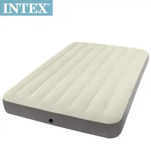 【INTEX 原廠公司貨】新型氣柱-雙人植絨充氣床墊-寬137cm(64102)