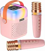 Karaoke Machine - Mini Karaoke Machine with 2 Wireless Microphone, Karaoke Machine Kids Gift Toys with MP3 Player for Boys Girls 3-12 Birthday Family Party Valentines Day Gifts Back to School Gift