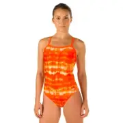 Speedo Orange And White Tie Dye Flyback ProLT One Piece Swimsuit - Adult size 28