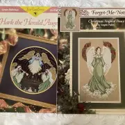 Just Cross Stitch Lot of 2 Christmas Angel of Peace Hark The Herald Angels Sing