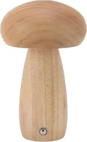 Bedside Lamp, Wooden Mushroom Table Lamp Touch Control, Portable Dimmable Nightstand Decorative Light USB Rechargeable for Dorm Office Home Decor (Log Color)