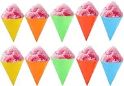 Lyreh 10pcs Reusable Snow Cone Cups, 4.1x3.1 Inch Plastic Shaved Ice Cups for Nostalgia & Cuisinart Snow Cone Machines (Yellow, Red, Blue, Orange, Green)