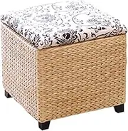 Ottoman Storage Footstool Chests Storage Stool Weaving Storage Box Pastoral Home Stool Shoes Bench(30 * 30 * 40cm)