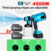 Cordless High Pressure Spray Gun Airless Paint Sprayer 800ML With 2xBattery AU
