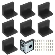 8pcs Metal Corner Braces L-Shape Bracket Shelf Support with Cover Screws, Black