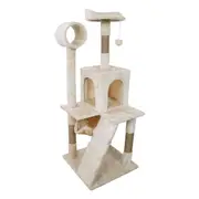 Furtastic 135cm Cat Tree Scratching Post Condo Tower Furniture - Beige