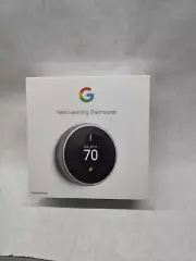 Google Nest T3007ES Wi-Fi Learning Thermostat - Stainless Steel New