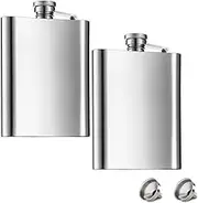 2 Pack 8 Oz Stainless Steel Hip Flask with Funnel and Leak Proof Lid for Men Women 304 Food Grade Portable Hip Flask for Wedding Party Groomsman Bridesmaid Birthdays Gift